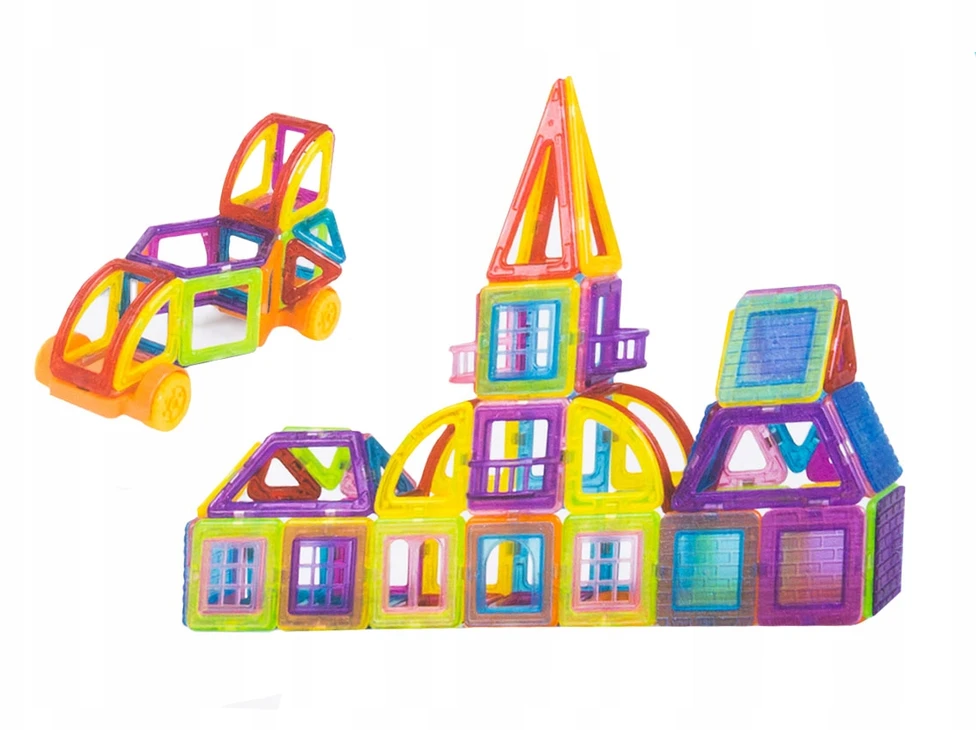 Magnetinės plytos su neodimio plokštelėmis 128 el rinkinys vaikams Click4Toys įvairiaspalvis