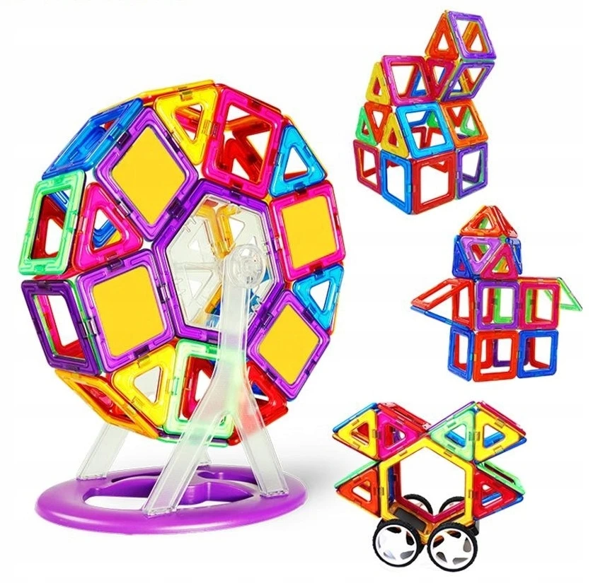 Magnetinės plytos su neodimio plokštelėmis 128 el rinkinys vaikams Click4Toys įvairiaspalvis