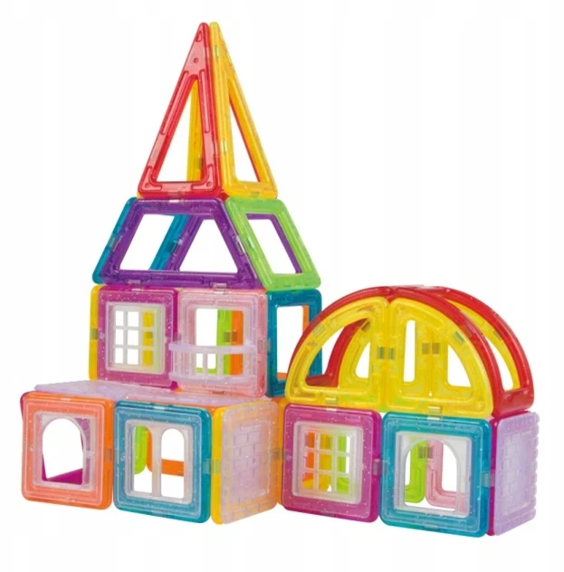 Magnetinės plytos su neodimio plokštelėmis 128 el rinkinys vaikams Click4Toys įvairiaspalvis