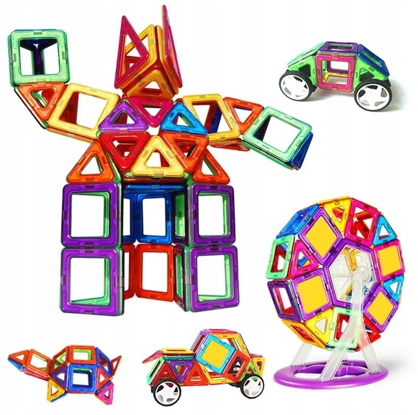 Magnetinės plytos su neodimio plokštelėmis 128 el rinkinys vaikams Click4Toys įvairiaspalvis