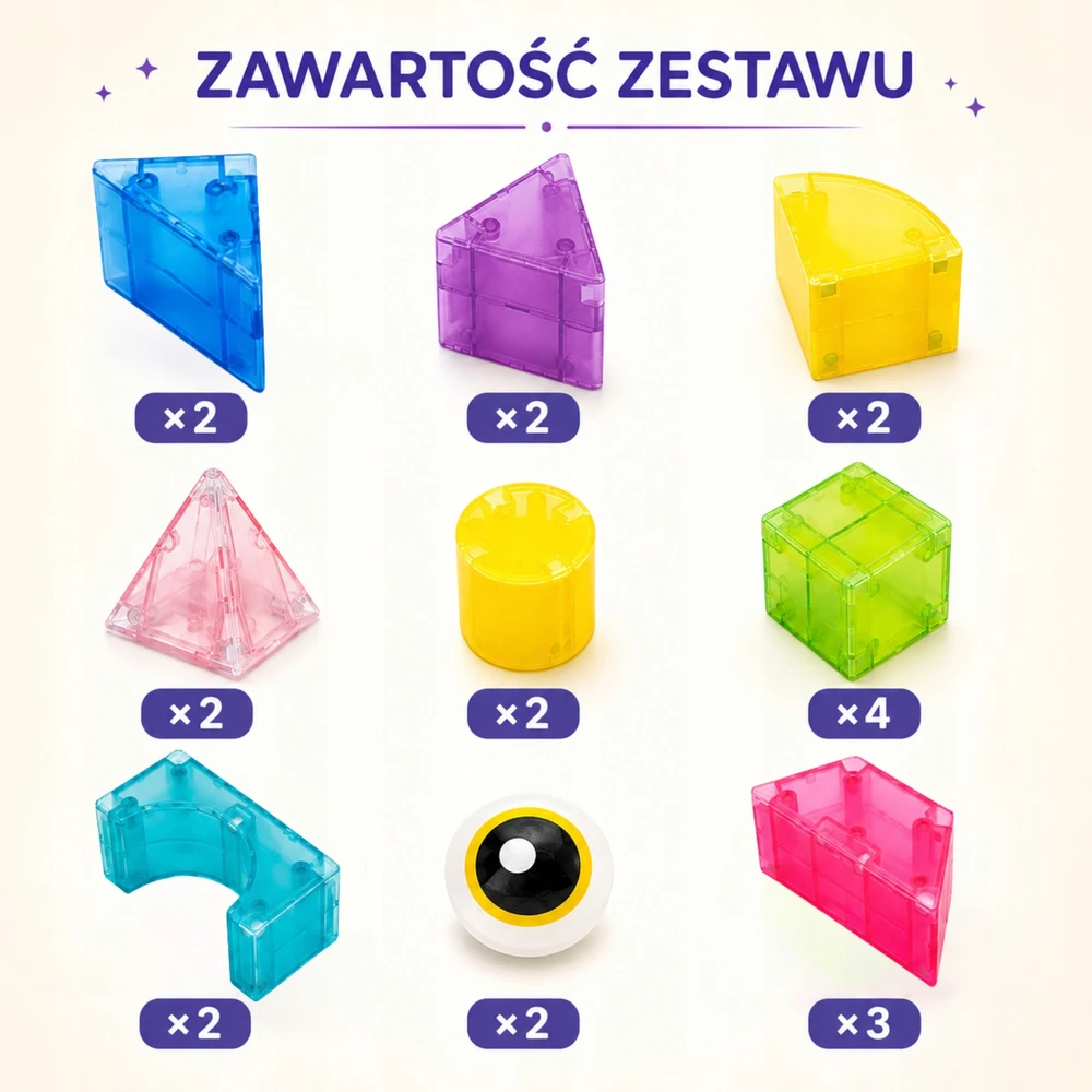 WOOPIE magnetinės kaladėlės 21 vnt. M formos 3D