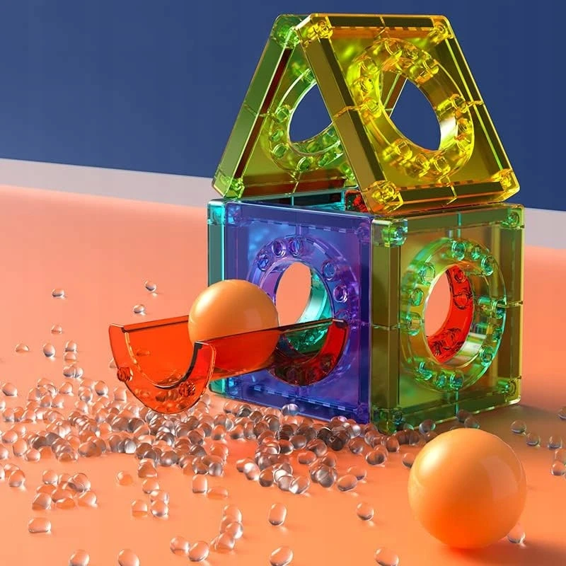 Magnetinės statybinės plytelės 200 Vnt Marble Run STEM Statybinis rinkinys vaikams nuo 3 metų