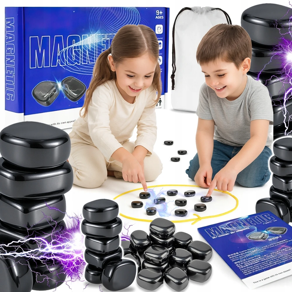 MAGNETINIAI AKMENYS MAGNETINIAI ŠAMATŲ ŽAIDIMAI 60 KAMULIŲ LAIKOMOJI LINKSMĖ