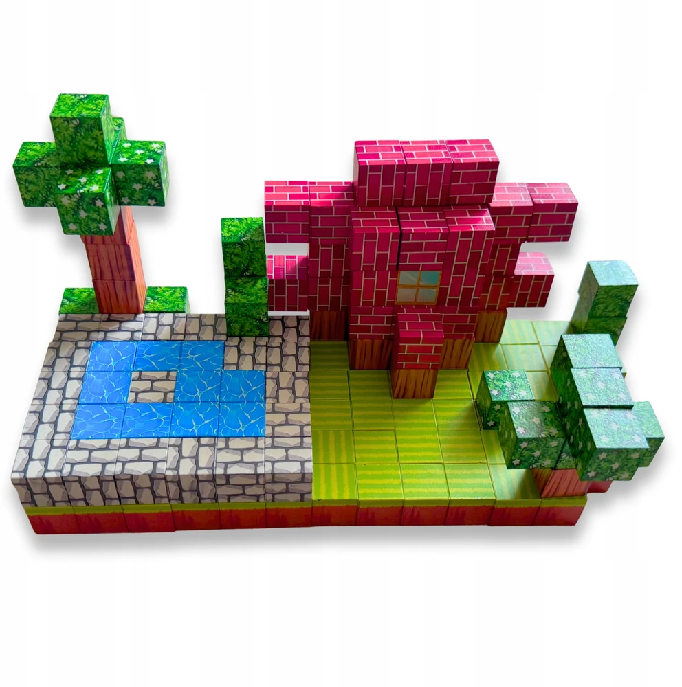 Magnetiniai blokai 177 vienetai 3D statybiniai blokai kubeliai Pikselių rinkinys