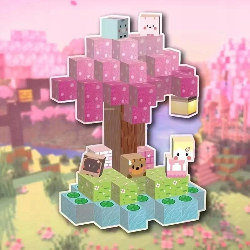 MAGNETINIAI BLOKAI PIXEL KUBAS 160 vnt + 6 ROŽINĖS FIGURINĖS MERGAITEI