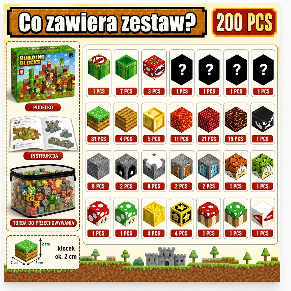 Magnetiniai blokeliai 200 vnt pikselių 3D nuotykis vaikams nuo 3 metų