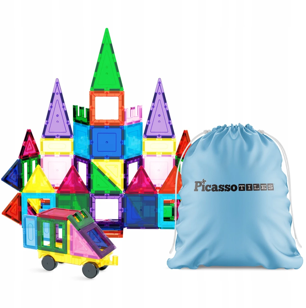 Happy Kiddo Magnetiniai blokeliai, 3D mokomieji vamzdeliai (61 elementas) PicassoTiles
