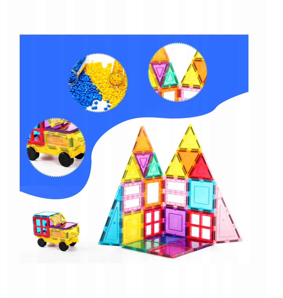 Happy Kiddo Magnetiniai blokeliai, 3D mokomieji vamzdeliai (61 elementas) PicassoTiles