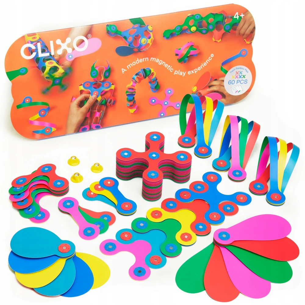 Magnetiniai blokeliai Clixo Super Rainbow Pack, 60 d.