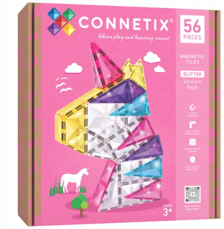 CONNETIX magnetinis konstruktorius 56d. Glitter Unicorn Pack