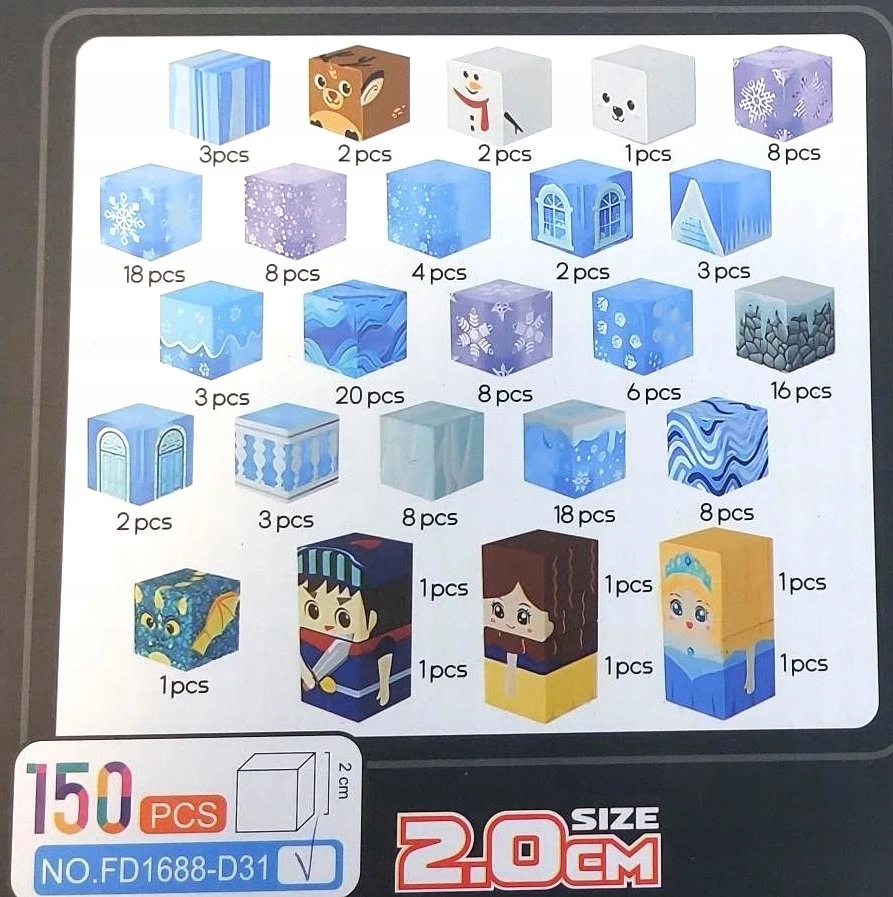 Magnetiniai blokeliai ledo pilis 150 vienetų 200% stipresni magnetai