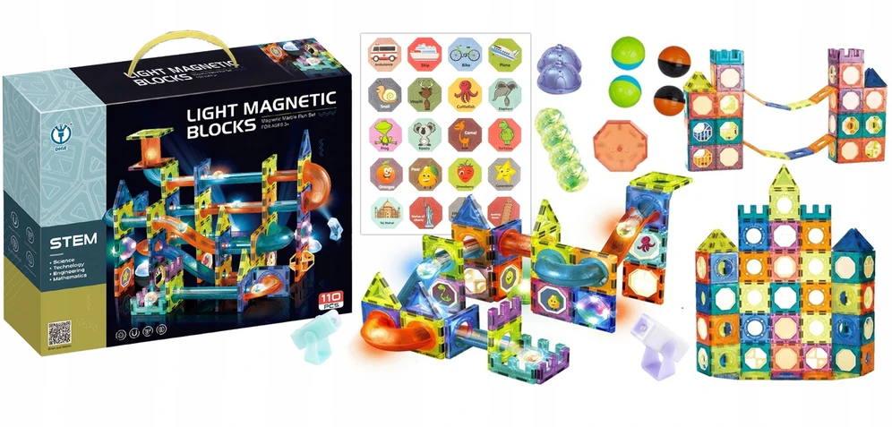 MAGNETINIAI BLOKELIAI SVĖTINTI KAMULIŲ TAKAS 110 EL UGDYMO KONSTRUKCIJA 3+