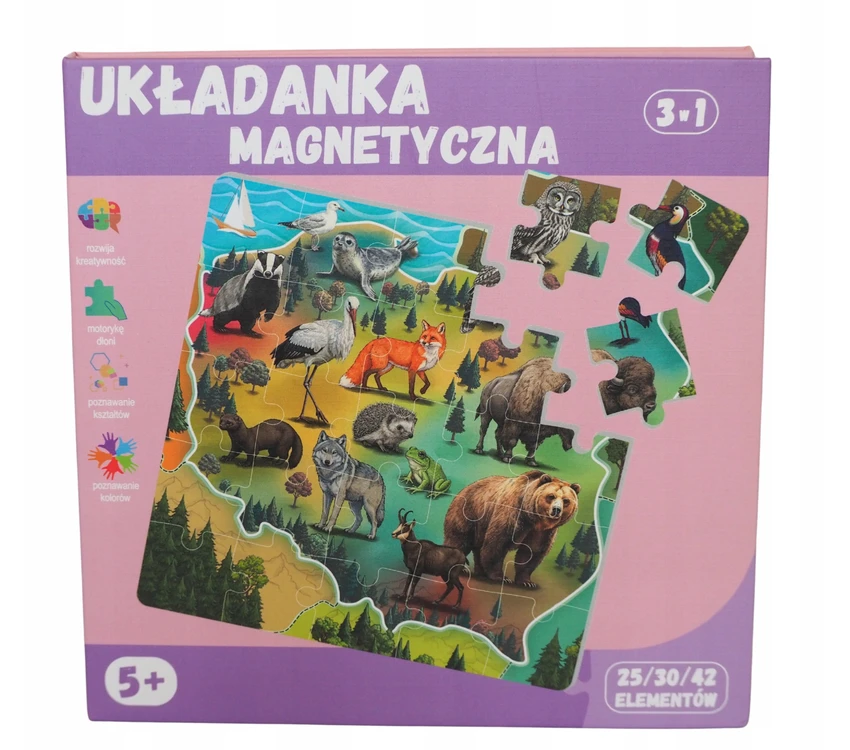 MAGNETINIAI DĖLĖS ŽEMĖLAPIAI GYVŪNAI QBI VAIKAMS LOGINĖ DOVANA