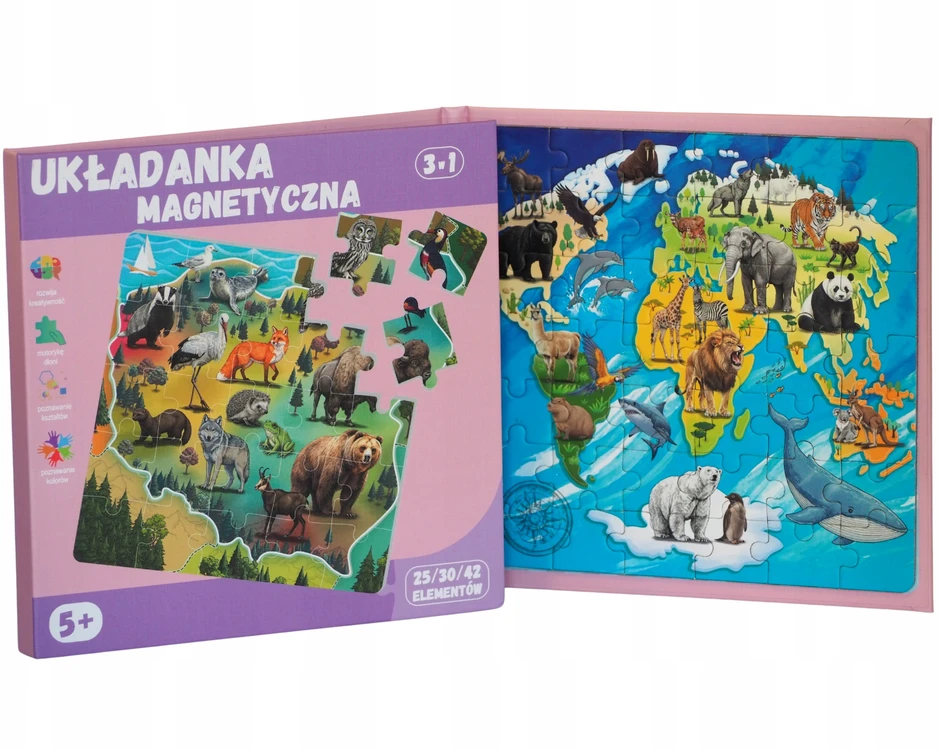 MAGNETINIAI DĖLĖS ŽEMĖLAPIAI GYVŪNAI QBI VAIKAMS LOGINĖ DOVANA