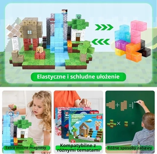 MAGNETINIAI KALULAI 100 vnt KUBAI Dizaino Dovana VAIKAMS