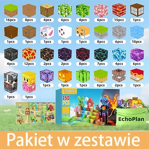 MAGNETINIAI KALULAI 150 elementų KUBAI Dizainas Dovana VAIKAMS