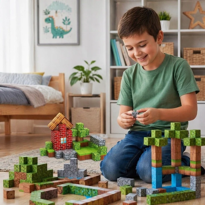 MAGNETINIAI KLUOKAI VAIKAMS PIKSELINIAI KUBAI KUBAI 212 ELEMENTAI. 6x FIGURES