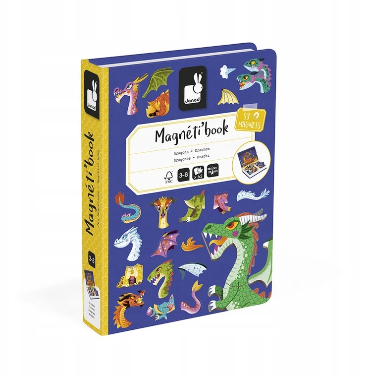 Magnetiniai knygų tema Drakonai - JANOD - J02527 - Mėlyna - Kartonas - Nuo 3 metų