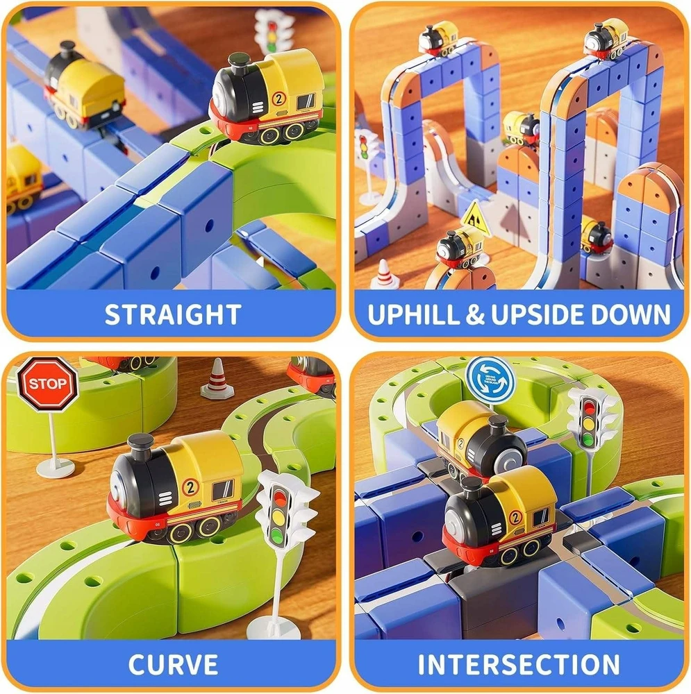 Magnetiniai konstrukciniai blokeliai bėgių ELECTRIC RAILWAY TRAIN 97 EL