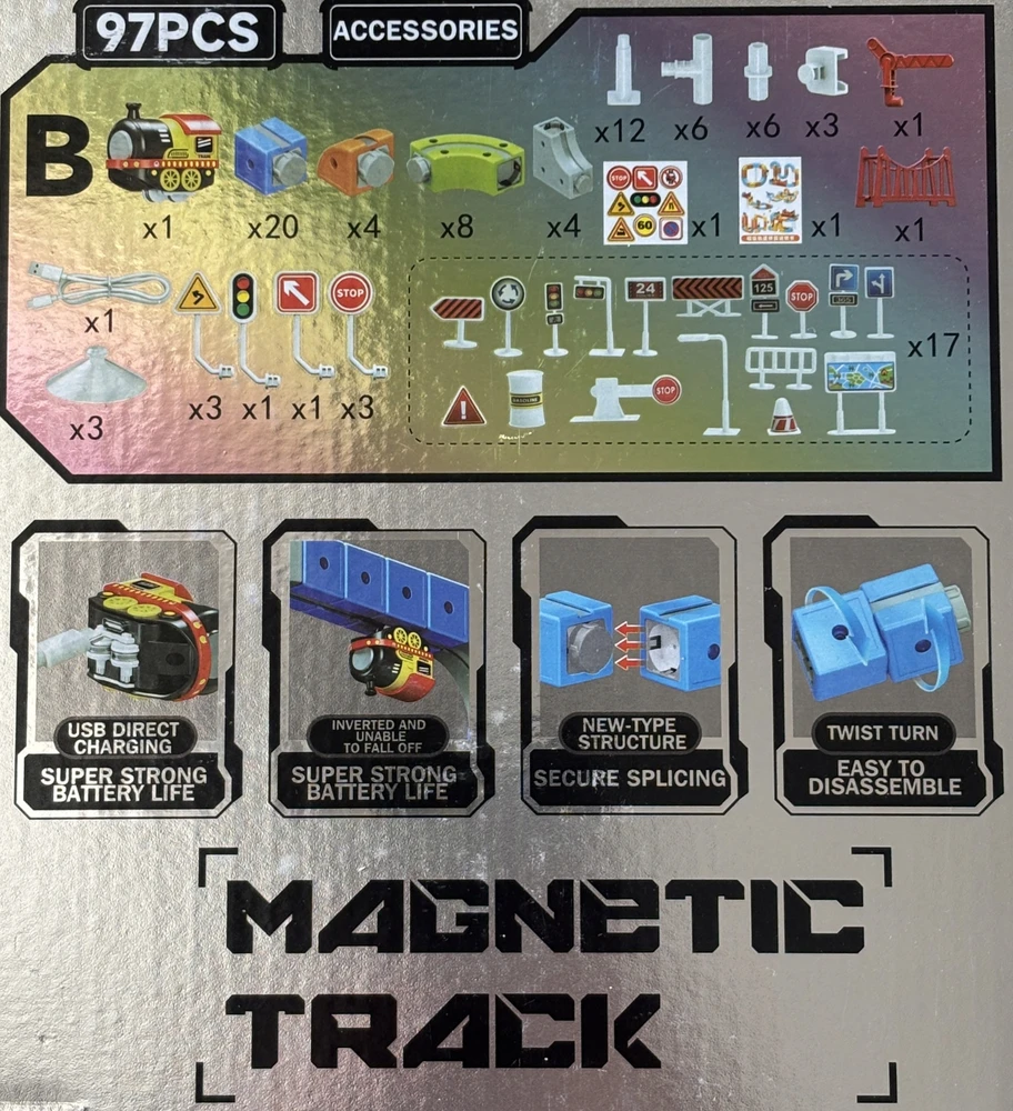 Magnetiniai konstrukciniai blokeliai bėgių ELECTRIC RAILWAY TRAIN 97 EL