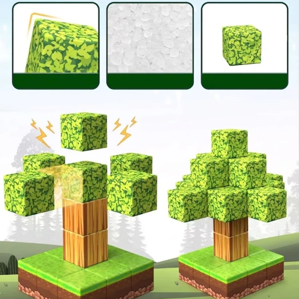 Magnetiniai statybiniai blokai, 208 vienetai, 3D statybiniai blokai, kubeliai, pikselių rinkinys