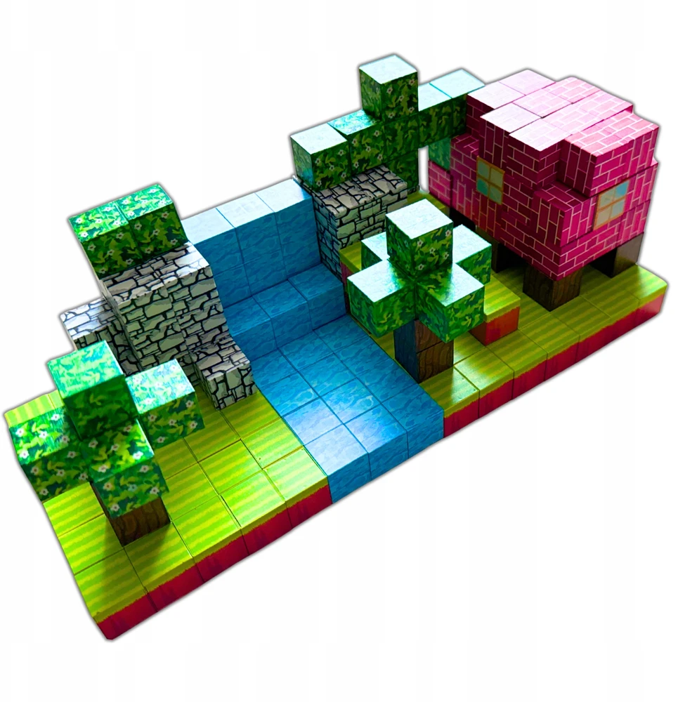 Magnetiniai statybiniai blokai, 208 vienetai, 3D statybiniai blokai, kubeliai, pikselių rinkinys
