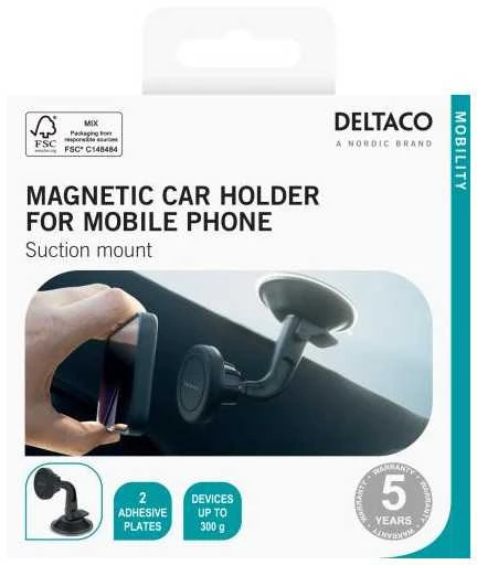 Magnetinis auto laikiklis DELTACO tvirtinamas prie stiklo, juodas / ARM-C103