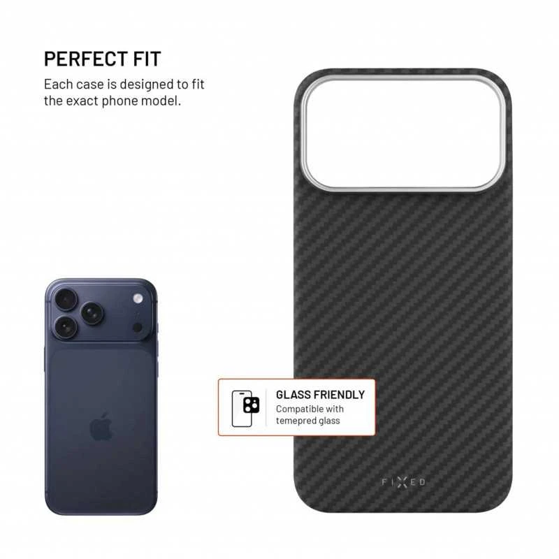 Dėklas Fixed Fiksuotas MagVelar | Galinis dangtelis | Apple | iPhone 17 Pro Max | Aramidinis pluoštas | Juodas