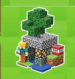 Magnetinis pagrindas, Minecraft blokelių pagrindas – žolė, samanos ir akmuo