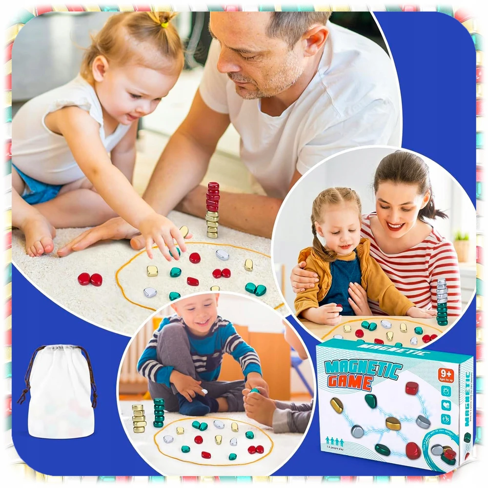 MAGNETINIS STRATEGINIS LOGINIS ŽAIDIMAS SPALVOTI AKMENYS DIDELIS RINKINYS 40 EL