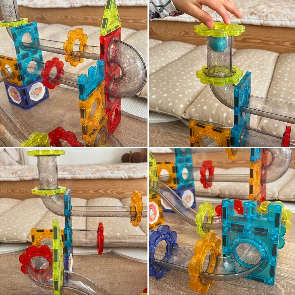 Magnetinis konstruktorius 3D rinkinys su kamuoliukų trasa Woopie 113vnt
