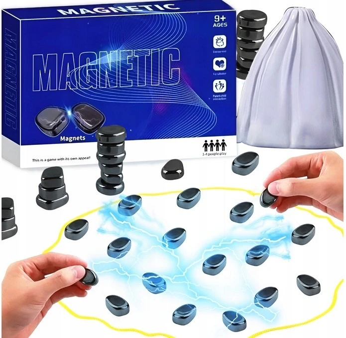 MAGNETINIŲ AKMENŲ ŽAIDIMAS 60 vnt, STRATEGINIS UGDOMASIS MAGNETINIS RINKINYS XXL