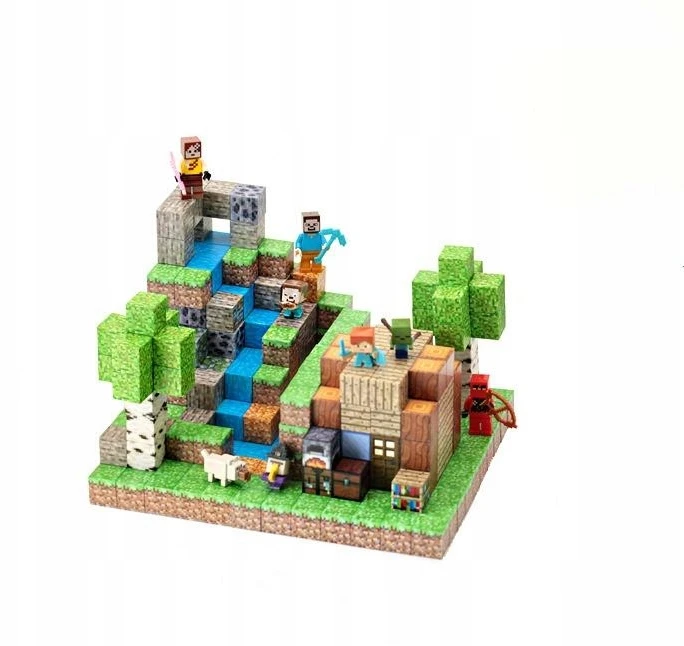 Magnetinių blokelių VAIKŲ kubelių rinkinys 3D+200+ žmonių dovanų DĖŽUTĖ
