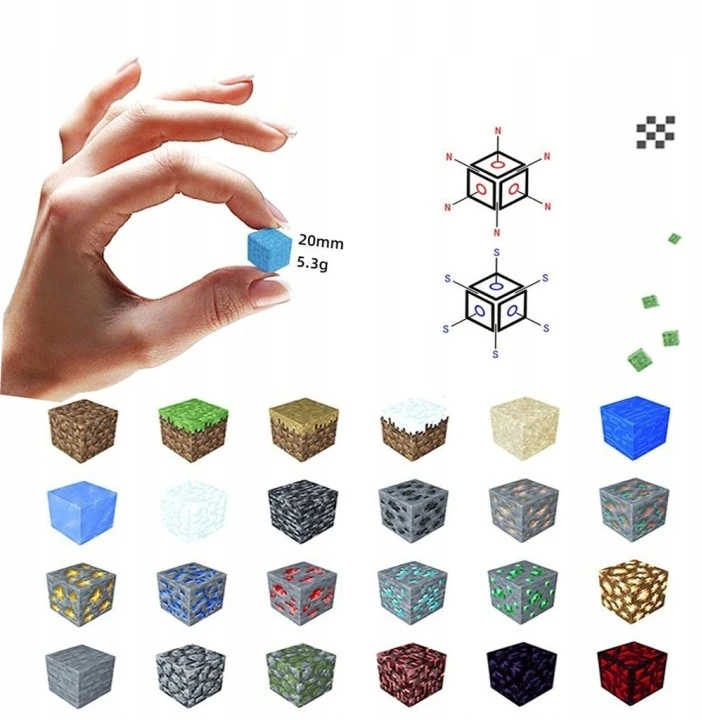 MAGNETINIŲ BLOKŲ KUBAS IKI 300 VIENETŲ + 9 FIGŪRĖS 2x2x2cm KŪRYBINIAI