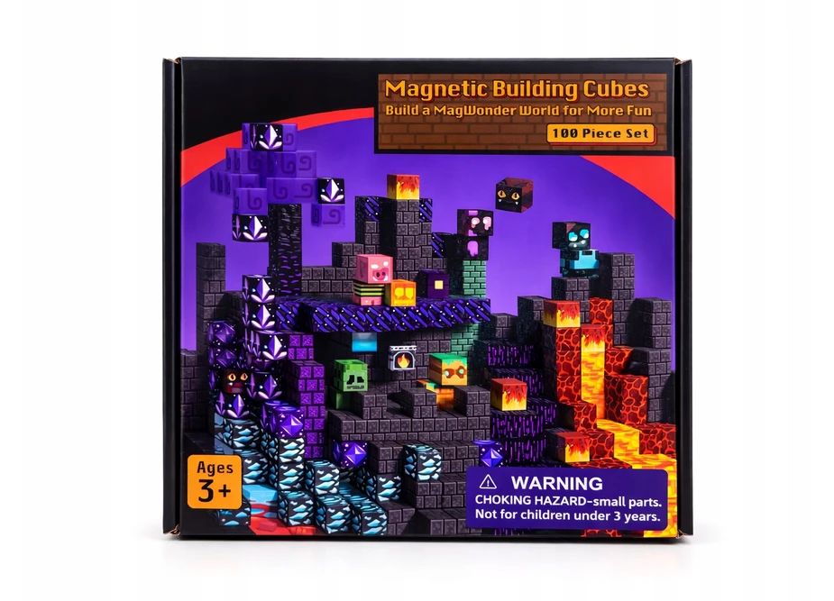 MAGNETINIŲ BLOKŲ RINKINYS 100 EL. CAVE WORLD MAJNCRAFTT 100 VNT LAVA