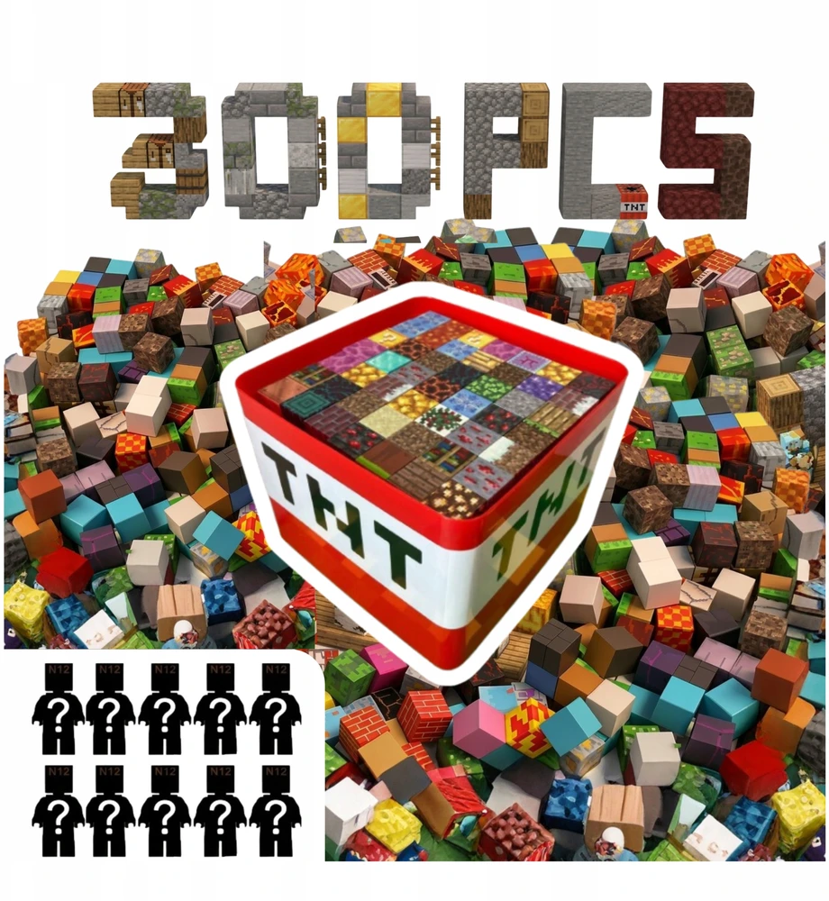 MAGNETINIŲ BLOKŲ RINKINYS 300 ELEMENTŲ + 10 FIGŪRIŲ + XXL 3D PLASTIKINĖ DĖŽĖ