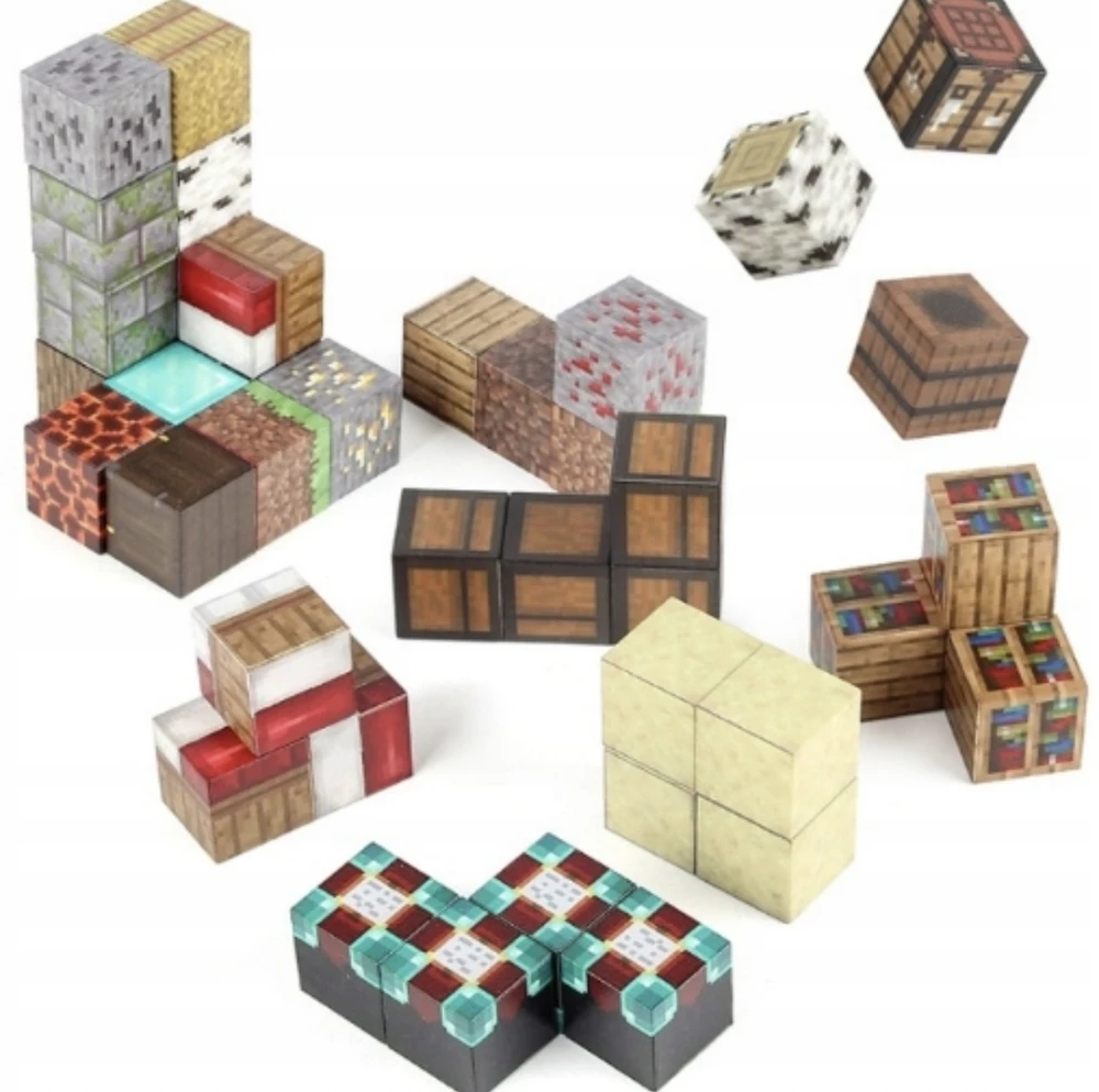 Bez Marki MAGNETINIŲ BLOKŲ RINKINYS PIXEL CUBE BLOCKS lagaminas FIGURINES 100 EL