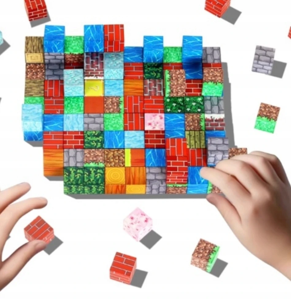Bez Marki MAGNETINIŲ BLOKŲ RINKINYS PIXEL CUBE BLOCKS lagaminas FIGURINES 100 EL