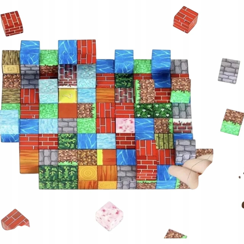 Magnetiniai konstruktoriai vaikams, 100 el., kubeliai su 6 figūrėlėmis, 3D rinkinys