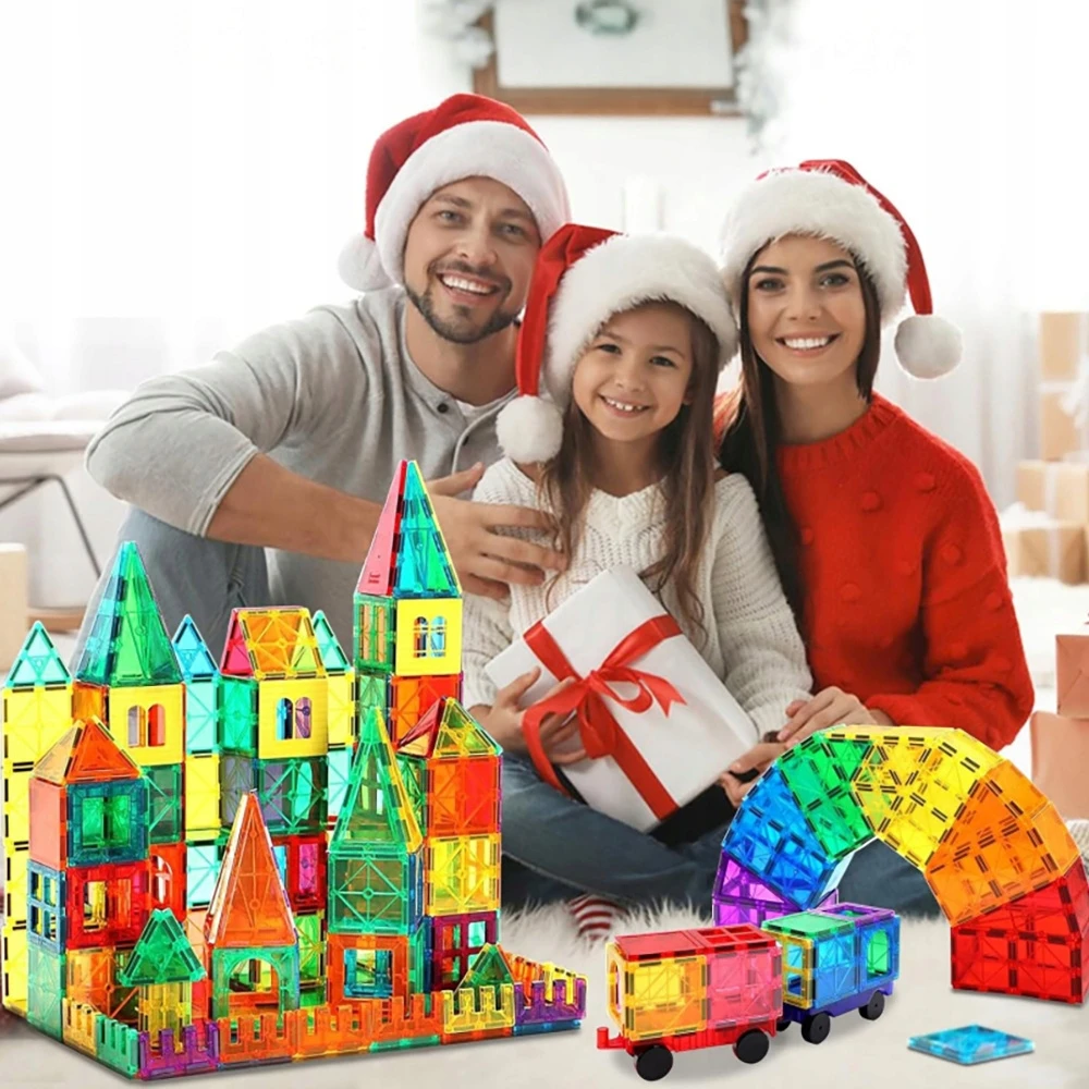 MAGNETINIŲ KONSTRUKCIJŲ UGDOMINIŲ BLOKUČIŲ RINKINYS 100 EL DIDELIŲ 3D PLOKŠČIŲ