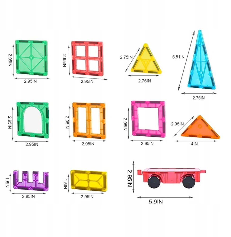 MAGNETINIŲ KONSTRUKCIJŲ UGDOMINIŲ BLOKUČIŲ RINKINYS 100 EL DIDELIŲ 3D PLOKŠČIŲ