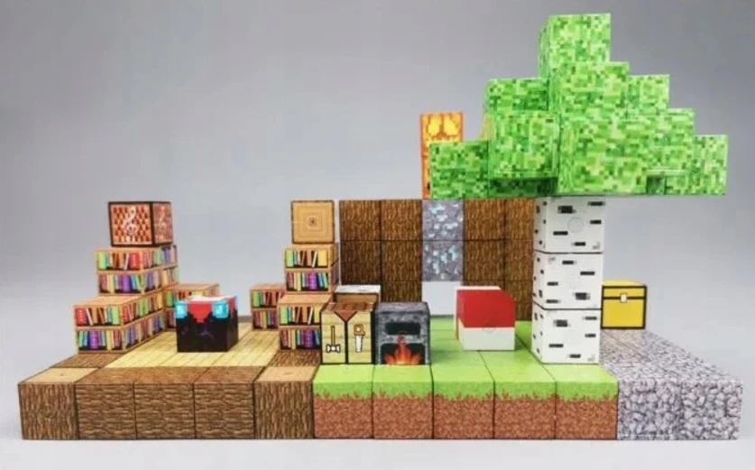 Magnetiniai konstruktoriai vaikams, 150 el., pikselių kaladėlės su figūrėle, 3D rinkinys