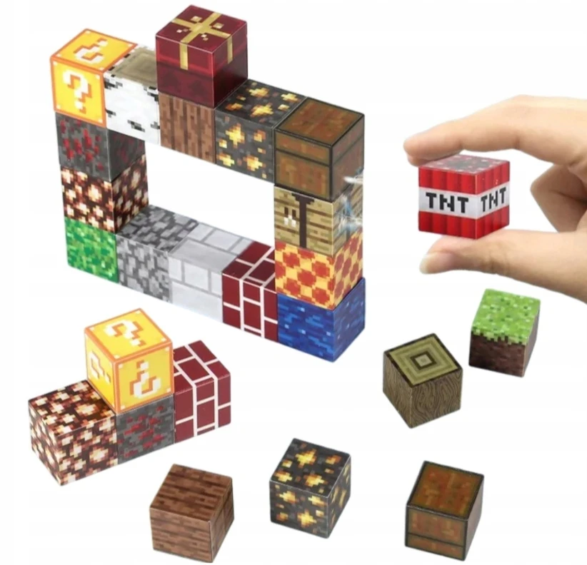 Magnetiniai konstruktoriai vaikams, 150 el., pikselių kaladėlės su figūrėle, 3D rinkinys