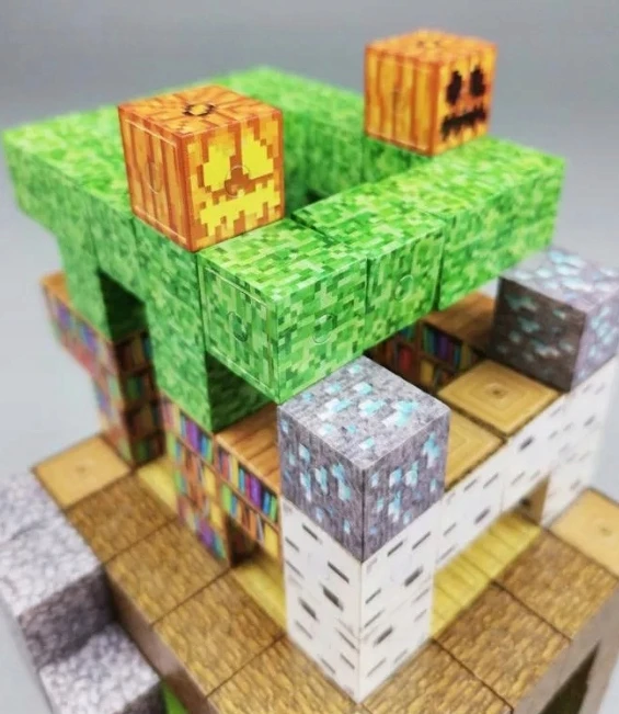 Magnetiniai konstruktoriai vaikams, 150 el., pikselių kaladėlės su figūrėle, 3D rinkinys