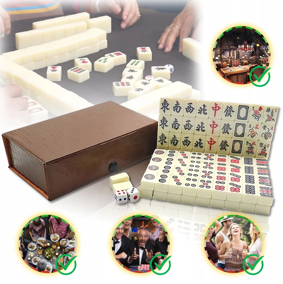 MAHJONG medinis žaidimas CHINESE BOARD CLASSIC kauliukų rinkinys x146