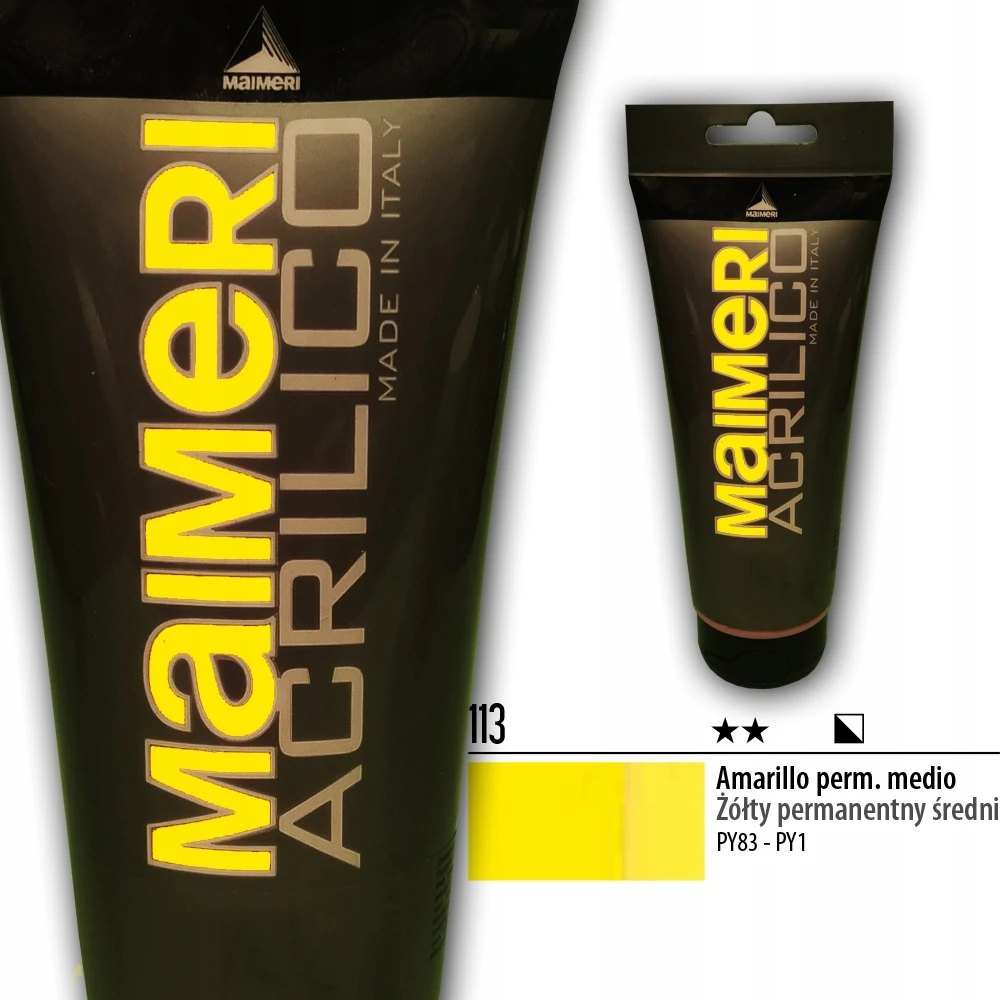 Maimeri Acrilico akriliniai dažai 200ml, 113 Perm Geltona Medi