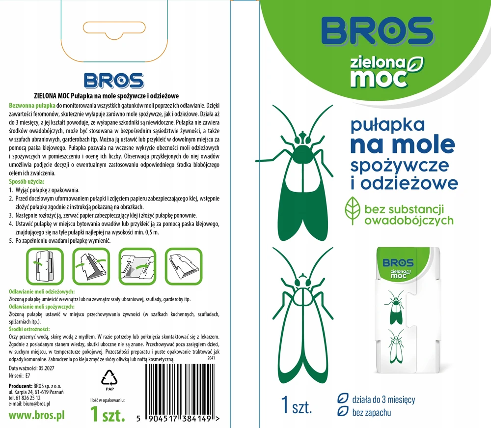 MAISTO IR DRABUŽIAI Žalias POWER MOTH Trap Bros 1 vnt.