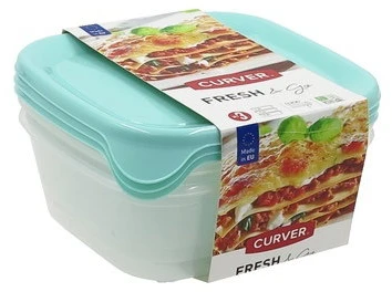 Maisto laikymo dėžučių rinkinys CURVER FRESH&GO, h11 x 15,5 x 15,5 cm, 800 ml, 3 vnt.