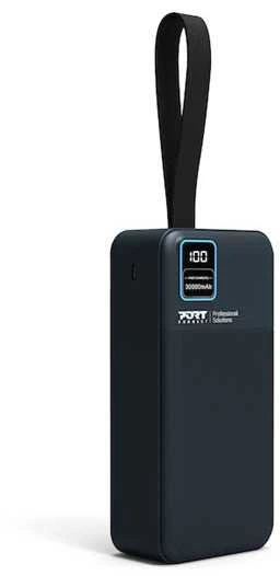 PORT CONNECT Išorinis USB-C akumuliatorius su integruota lempute | 30000 mAh | Mėlyna