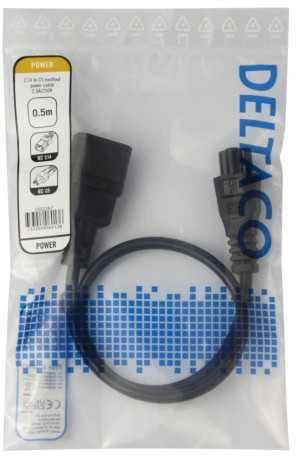 Maitinimo kabelis DELTACO IEC C14 - IEC C5, 0,5m, juodas / 1902267